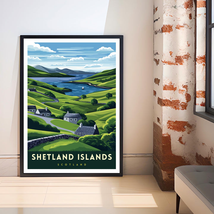 Shetland Islands Travel Poster Wall Art Shetland Islands Poster UK Coastal Art Shetland Gift Nature Lover Travel Art