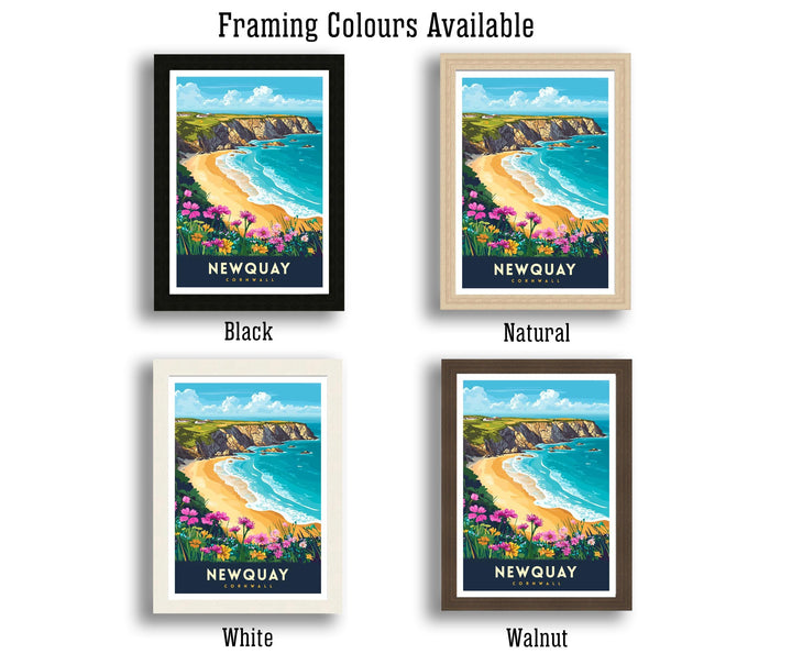 Newquay Cornwall Travel Poster Wall Art Newquay Poster Cornwall Beach Art Newquay Gift Coastal Art UK Beach Lover Art