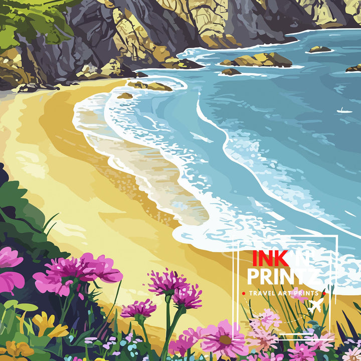 Newquay Cornwall Travel Poster Wall Art Newquay Poster Cornwall Beach Art Newquay Gift Coastal Art UK Beach Lover Art