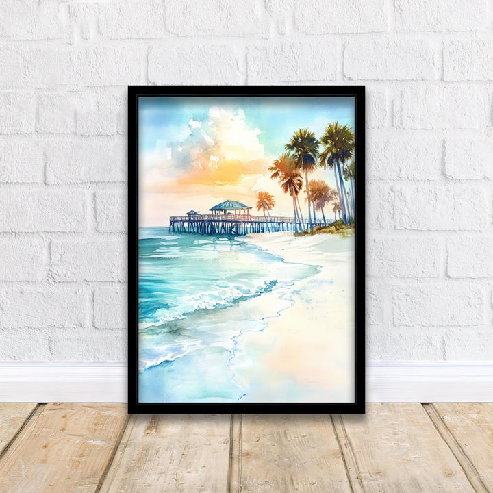 Clearwater Beach Florida Watercolor Painting Wall Art Clearwater Beach Poster Florida Coastal Art Beach Decor Watercolor Art Gift