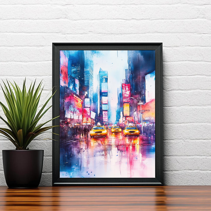 Times Square Watercolor Painting Wall Art Times Square Poster New York City Art Watercolor Art Urban Landscape Nature Lover Gift