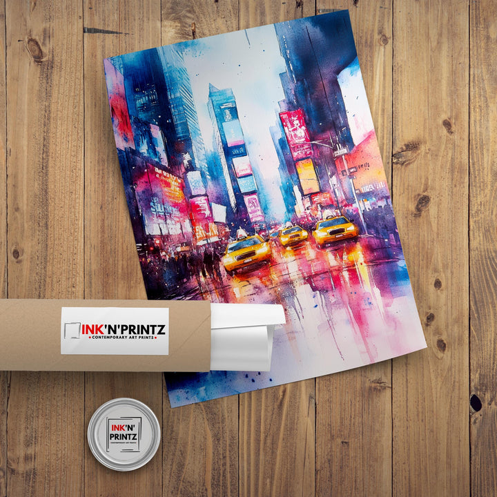Times Square Watercolor Painting Wall Art Times Square Poster New York City Art Watercolor Art Urban Landscape Nature Lover Gift
