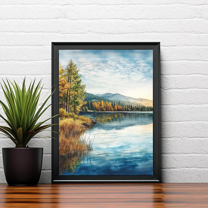 Big Bear Lake Watercolor Painting Wall Art Big Bear Lake Poster California Mountain Art Watercolor Art Scenic Views Nature Lover Gift