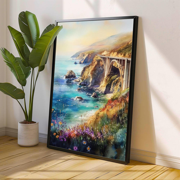 Big Sur California Watercolor Painting Wall Art Big Sur Poster Coastal Art California Landscape Watercolor Art Nature Lover Gift