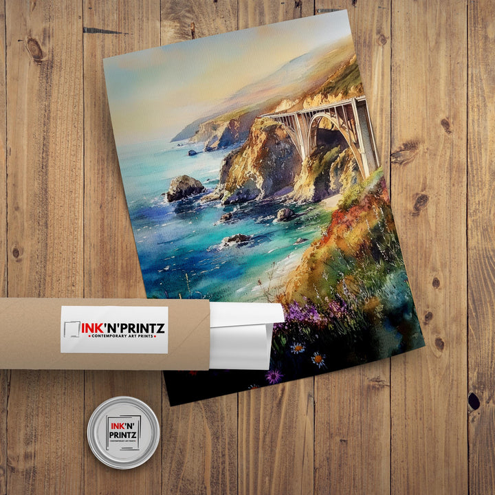 Big Sur California Watercolor Painting Wall Art Big Sur Poster Coastal Art California Landscape Watercolor Art Nature Lover Gift