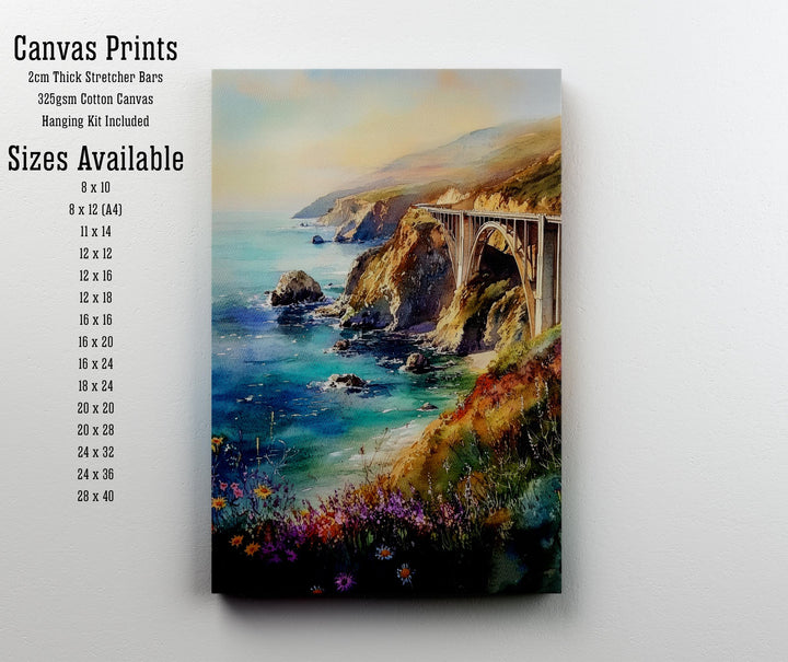 Big Sur California Watercolor Painting Wall Art Big Sur Poster Coastal Art California Landscape Watercolor Art Nature Lover Gift