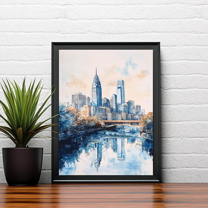 Philadelphia Watercolor Painting Wall Art Philadelphia Poster Cityscape Art Watercolor Art Historic Landmarks Philly Gift Urban Decor