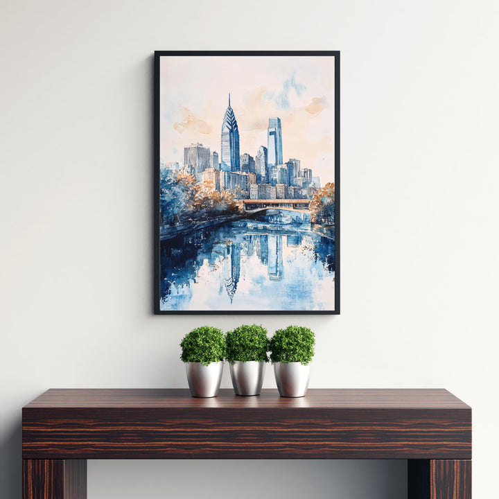 Philadelphia Watercolor Painting Wall Art Philadelphia Poster Cityscape Art Watercolor Art Historic Landmarks Philly Gift Urban Decor