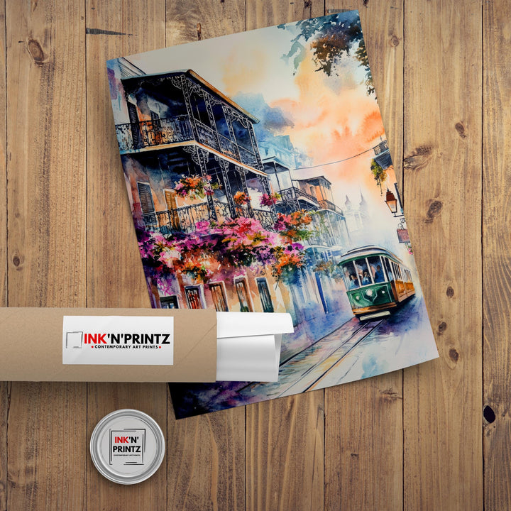 New Orleans Watercolor Painting Wall Art New Orleans Poster French Quarter Art Watercolor Art Mardi Gras Decor Louisiana Gift