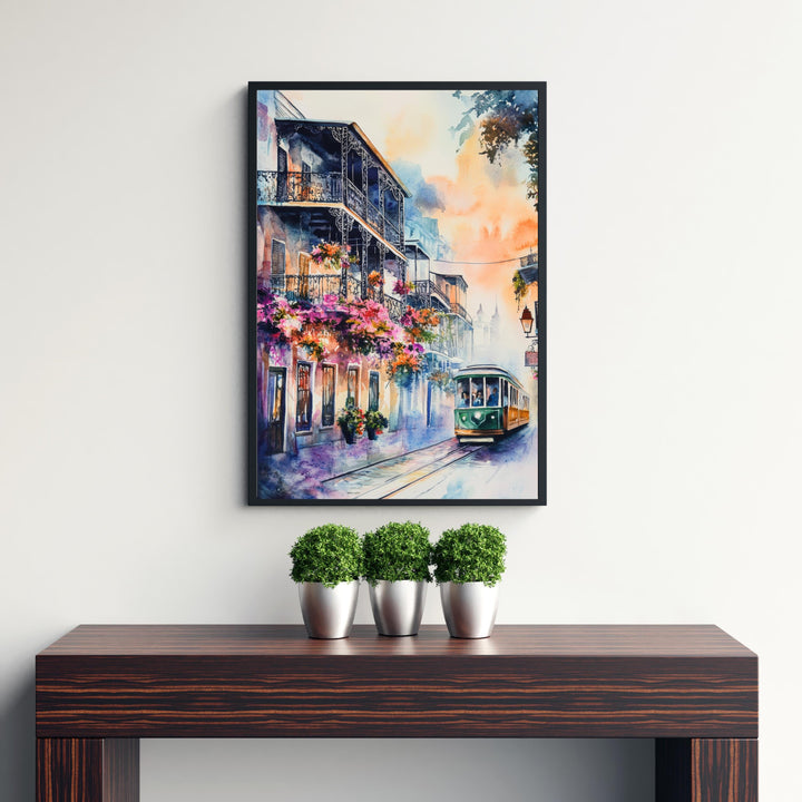 New Orleans Watercolor Painting Wall Art New Orleans Poster French Quarter Art Watercolor Art Mardi Gras Decor Louisiana Gift