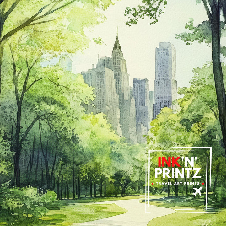 Central Park Watercolor Painting Wall Art Central Park Poster New York City Art Watercolor Art NYC Landscape Nature Lover Gift