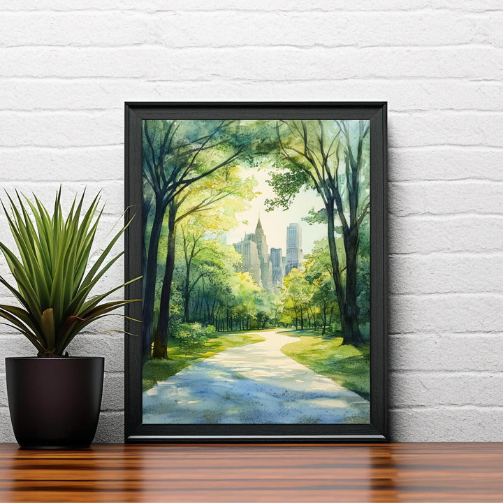 Central Park Watercolor Painting Wall Art Central Park Poster New York City Art Watercolor Art NYC Landscape Nature Lover Gift