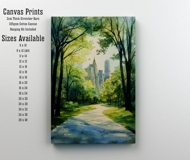 Central Park Watercolor Painting Wall Art Central Park Poster New York City Art Watercolor Art NYC Landscape Nature Lover Gift