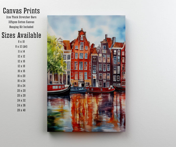 Amsterdam Watercolor Painting Wall Art Amsterdam Poster Canal Art Watercolor Art Dutch Architecture Travel Art Nature Lover Gift