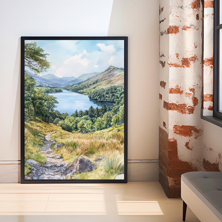 Coniston Water Lake District Watercolor Painting, Lake District Landscape Art, Coniston Water Poster, UK Nature Art, Watercolor Lake Painting