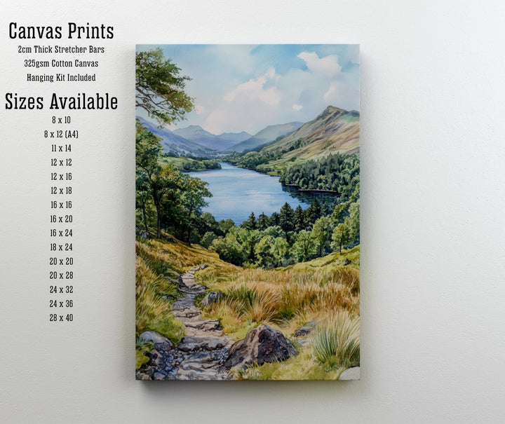 Coniston Water Lake District Watercolor Painting, Lake District Landscape Art, Coniston Water Poster, UK Nature Art, Watercolor Lake Painting