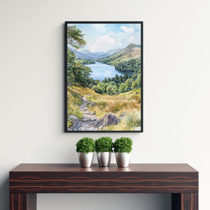 Coniston Water Lake District Watercolor Painting, Lake District Landscape Art, Coniston Water Poster, UK Nature Art, Watercolor Lake Painting