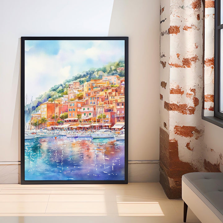 Villefranche sur Mer France Watercolor Painting French Riviera Art Watercolor Coastal Landscape Villefranche Print Mediterranean Wall Decor