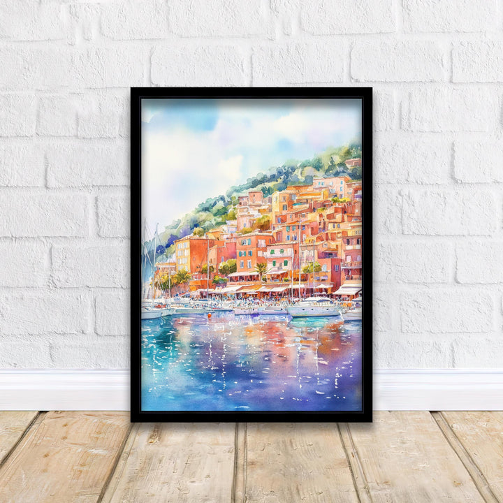 Villefranche sur Mer France Watercolor Painting French Riviera Art Watercolor Coastal Landscape Villefranche Print Mediterranean Wall Decor