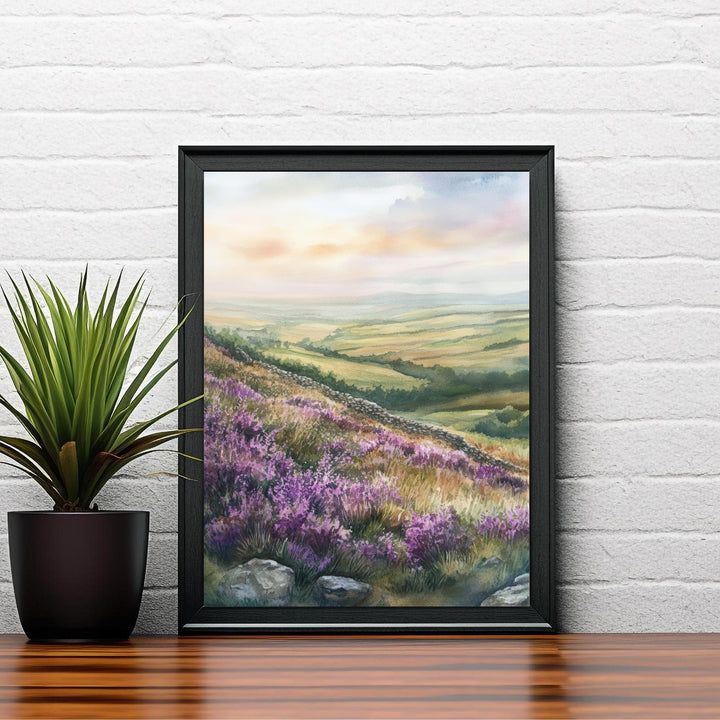 Peak District Watercolor Painting UK Landscape Art Watercolor Hills Peak District Poster Nature