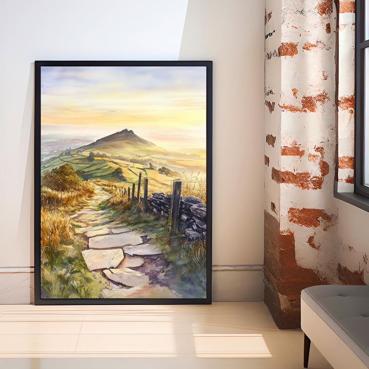 Peak District Watercolor Painting UK Landscape Art Watercolor Hills Peak District Poster Nature