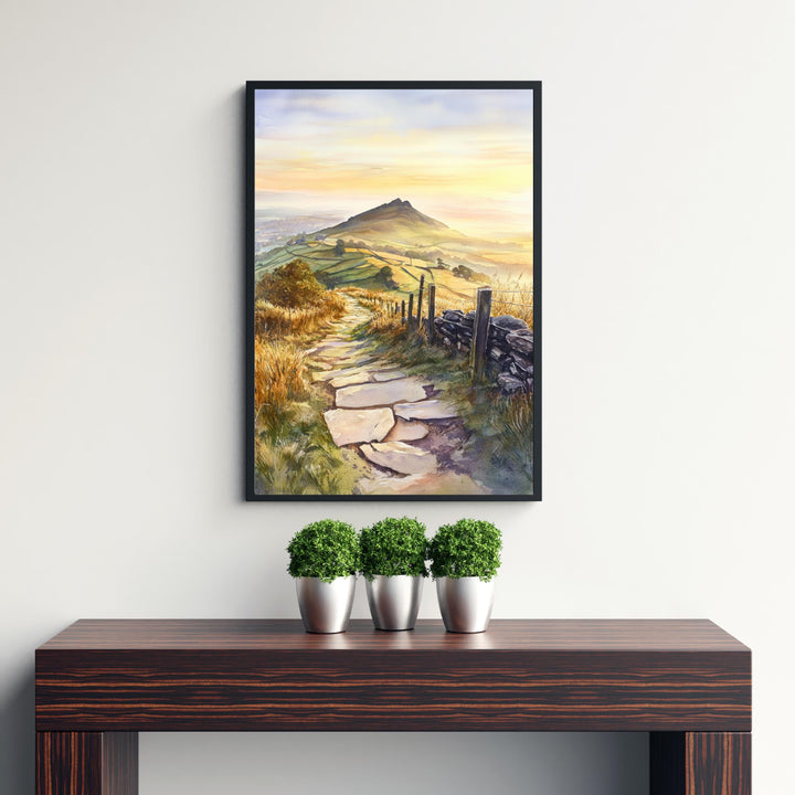 Peak District Watercolor Painting UK Landscape Art Watercolor Hills Peak District Poster Nature
