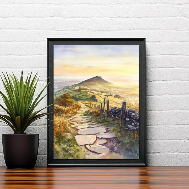 Peak District Watercolor Painting UK Landscape Art Watercolor Hills Peak District Poster Nature