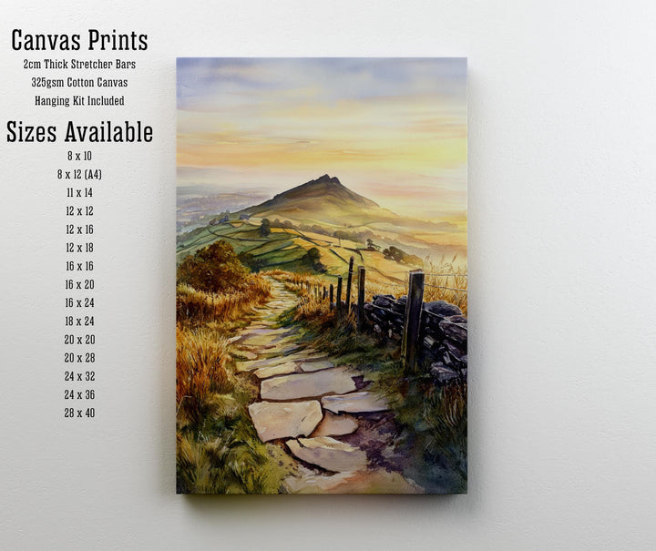 Peak District Watercolor Painting UK Landscape Art Watercolor Hills Peak District Poster Nature