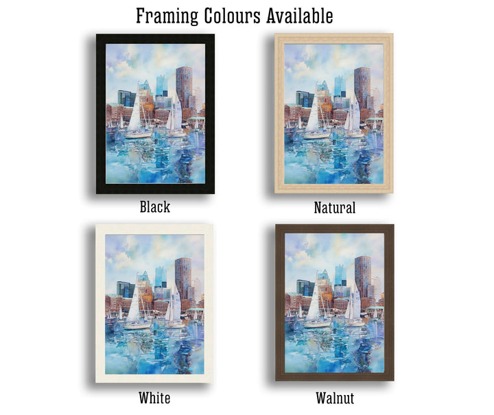 Boston Watercolor Painting Boston City Art Watercolor Landscape Boston Poster Urban