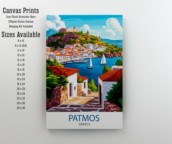 Patmos Greece Travel Poster Greek Island Art Patmos Poster Greece Travel Decor Scenic Patmos Art Aegean Island Poster
