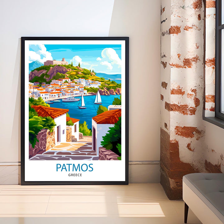 Patmos Greece Travel Poster Greek Island Art Patmos Poster Greece Travel Decor Scenic Patmos Art Aegean Island Poster