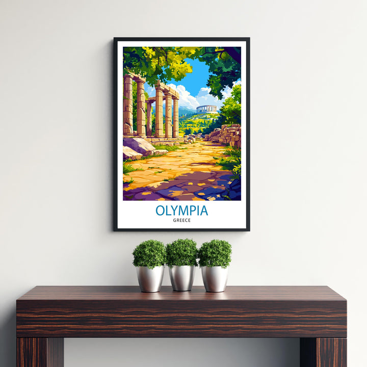 Olympia Travel Poster Ancient Greece Art Poster Historic Olympia Poster Greece Ruins