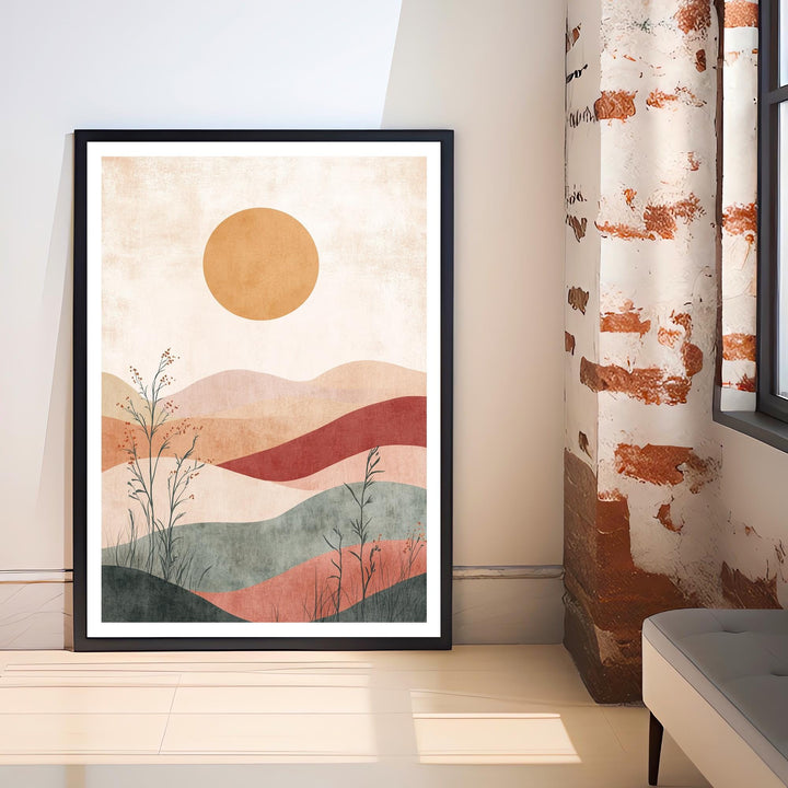 Boho Mountain Landscape Wall Print Modern Nature Wall Art Earthy Scenic Poster for Living Room Bedroom or Gallery Wall Tranquil Bohemian