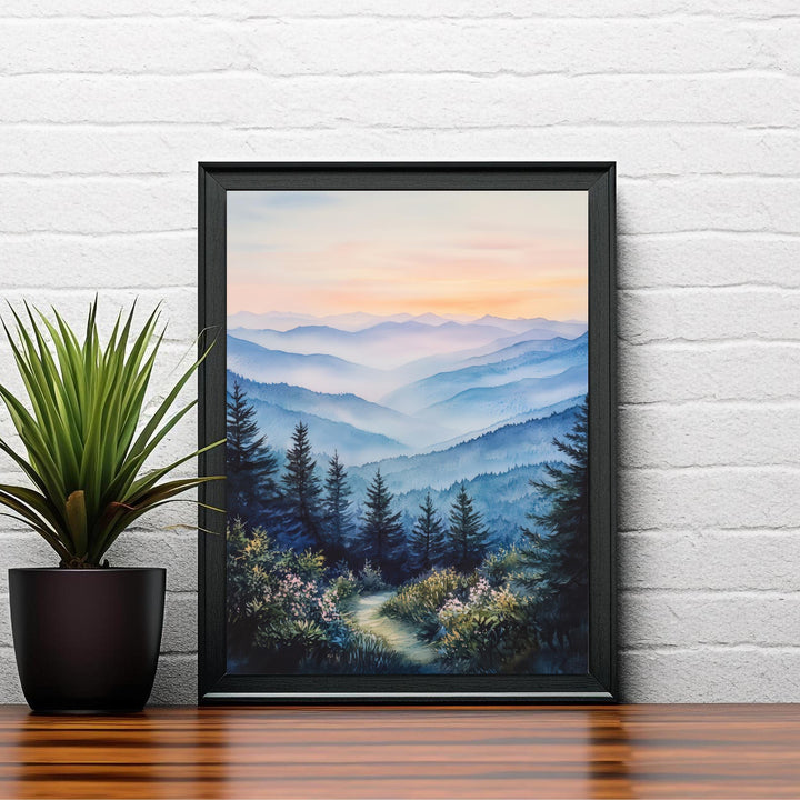 Smoky Mountains Watercolor Travel Poster