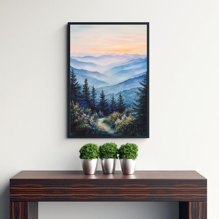 Smoky Mountains Watercolor Travel Poster