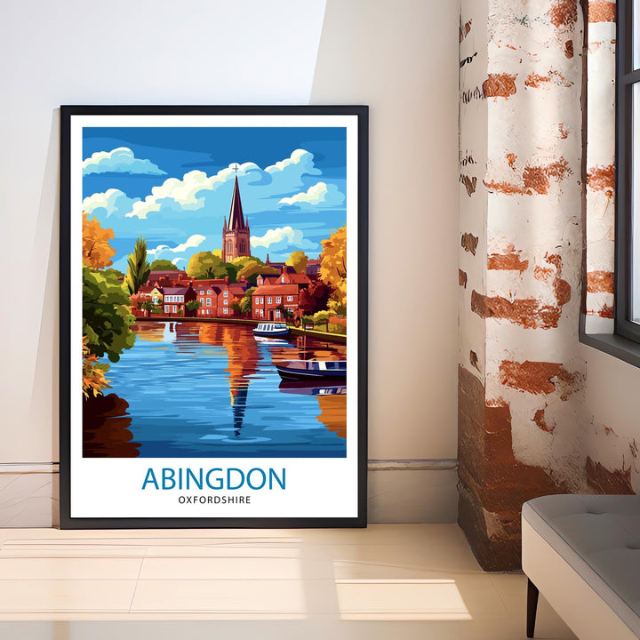 Abingdon Oxfordshire Travel Poster Historic Abingdon Art Poster Oxfordshire Landscape Poster Abingdon Town