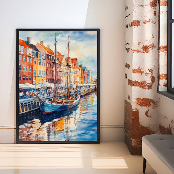 Copenhagen Watercolor Painting Danish City Art Copenhagen Skyline Poster Watercolor Cityscape Scenic Copenhagen