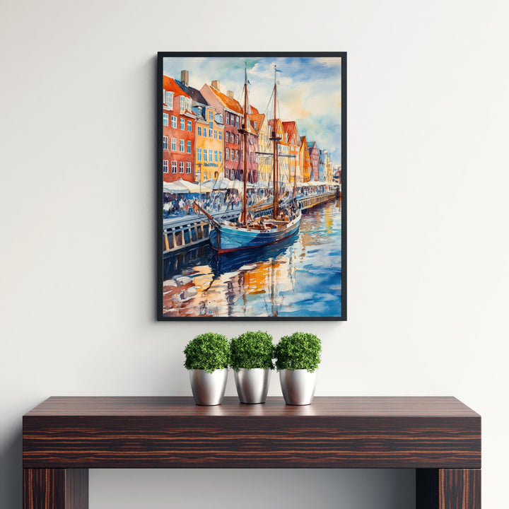Copenhagen Watercolor Painting Danish City Art Copenhagen Skyline Poster Watercolor Cityscape Scenic Copenhagen