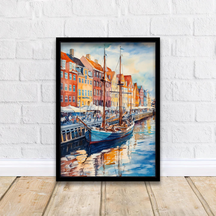 Copenhagen Watercolor Painting Danish City Art Copenhagen Skyline Poster Watercolor Cityscape Scenic Copenhagen