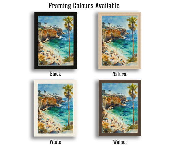 La Jolla Cove Watercolor Painting California Coastal Art La Jolla Poster Watercolor Seascape Beach Art Scenic La Jolla Cove Decor