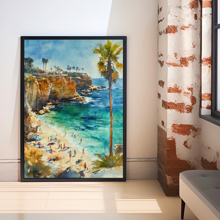 La Jolla Cove Watercolor Painting California Coastal Art La Jolla Poster Watercolor Seascape Beach Art Scenic La Jolla Cove Decor