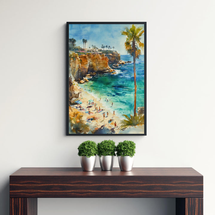 La Jolla Cove Watercolor Painting California Coastal Art La Jolla Poster Watercolor Seascape Beach Art Scenic La Jolla Cove Decor