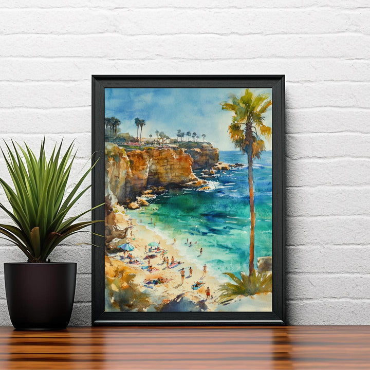 La Jolla Cove Watercolor Painting California Coastal Art La Jolla Poster Watercolor Seascape Beach Art Scenic La Jolla Cove Decor