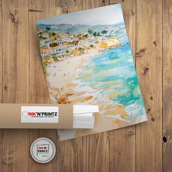 Laguna Beach Watercolor Painting California Coastal Art Laguna Beach Poster Watercolor Seascape Beach Art Scenic Laguna Beach Decor