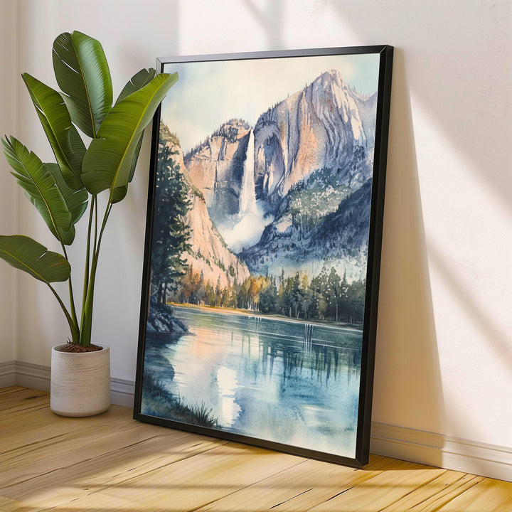 Yosemite National Park Watercolor Painting Yosemite Landscape Art Yosemite Falls Poster Watercolor Nature Art Scenic National Park Decor