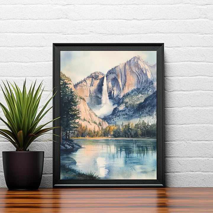 Yosemite National Park Watercolor Painting Yosemite Landscape Art Yosemite Falls Poster Watercolor Nature Art Scenic National Park Decor