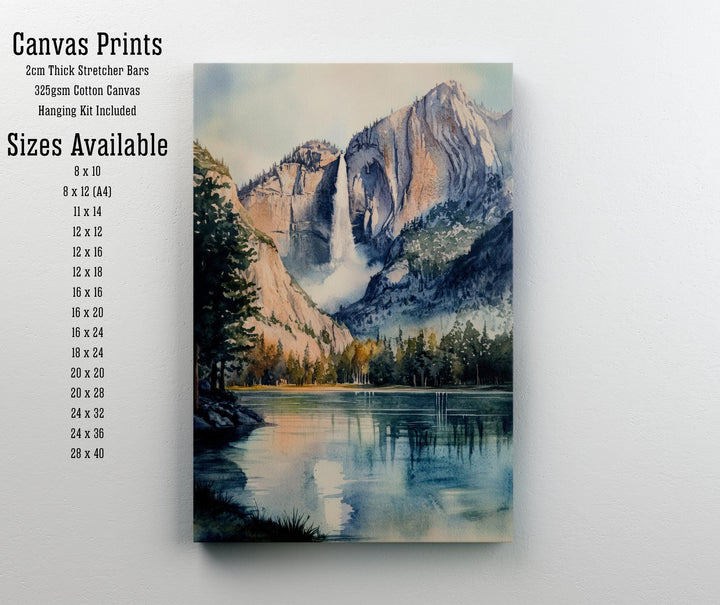 Yosemite National Park Watercolor Painting Yosemite Landscape Art Yosemite Falls Poster Watercolor Nature Art Scenic National Park Decor