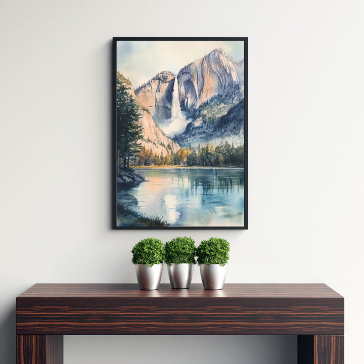 Yosemite National Park Watercolor Painting Yosemite Landscape Art Yosemite Falls Poster Watercolor Nature Art Scenic National Park Decor