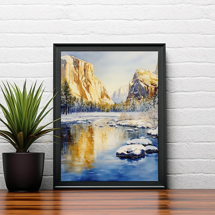 Yosemite National Park Watercolor Painting Yosemite Landscape Art Yosemite Falls Poster Watercolor Nature Art Scenic National Park Decor