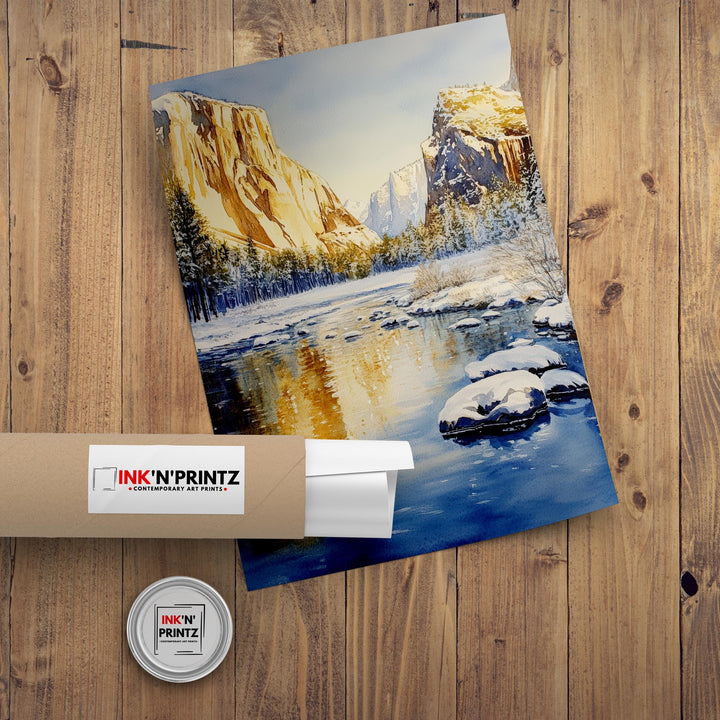 Yosemite National Park Watercolor Painting Yosemite Landscape Art Yosemite Falls Poster Watercolor Nature Art Scenic National Park Decor